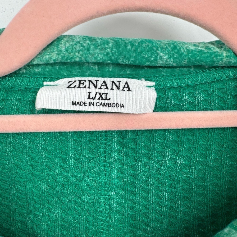 Zenana Outfitters Women's Green Cropped Sweater Cardigan Size L/XL 100% Cotton - Picture 4 of 7